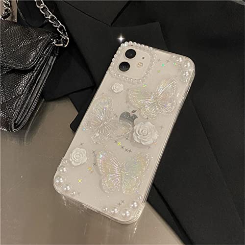 Compatible with iPhone 11 3D Butterfly Floral Clear with Design Aesthetic Women Teen