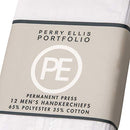 Perry Ellis 12 Pack Handkerchief (Permanent Press White with Satin Cord