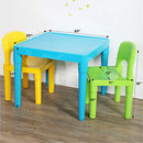 Aqua Table & Green/Yellow Kids Lightweight Plastic Table and 2 Chairs Set, Square, Toddler