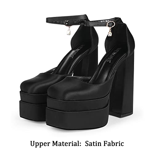 Platform Chunky Heels for Women High Heel Black