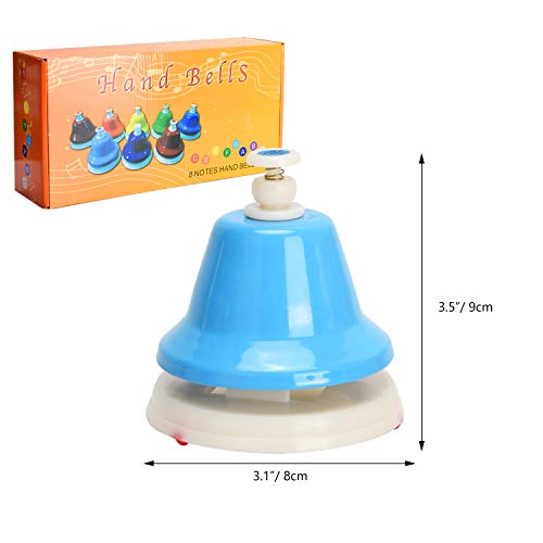 Desk Bells, 8 Notes Diatonic Metal Hand Bells, Rainbow Music Bells