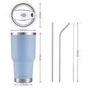 30oz Blue Tumbler Stainless Steel Double Wall Vacuum Insulated Mug with Straw and Lid