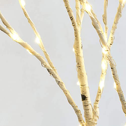 Lighted White Twig Branches with Timer and Dimmer 2 Sets Tree Branch with Warm White Lights