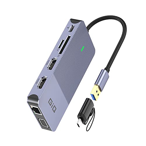 USB C hub USB 3.0 to Dual HDMI VGA Adapter Triple Display Compatible with MacBook