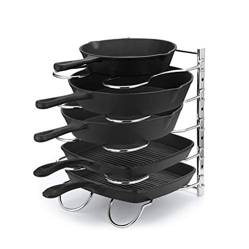 Heavy Duty Pan Rack, Pot Lid Rack, Kitchen Cabinet Pantry Cookware Organizer Rack