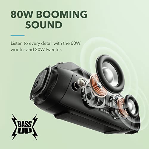 Speaker with 80W Booming Sound, 20H Playtime, IP67 Waterproof and Dustproof, Type-C