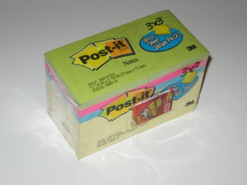 Post It Notes Value Pack 3in X 3in 18 Blocks 100 Sheets Each
