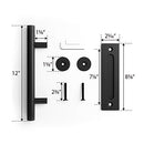 Heavy Duty 12" Pull and Flush Barn Door Handle Set, Large Rustic Two-Side Design,