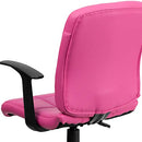 Mid-Back Pink Quilted Vinyl Swivel Task Office Chair with Arms