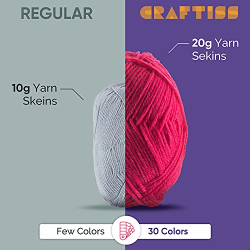 30x20g Acrylic Yarn Skeins - 1300 Yards of Soft Yarn for Crocheting and Knitting Craft Project