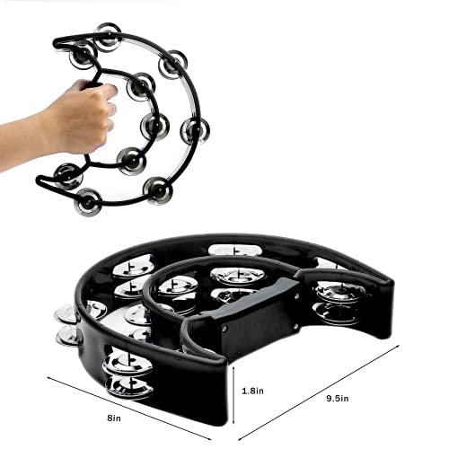 Double Row Tambourine, Metal Jingles Hand Held Percussion Tambourine Musical Instrument