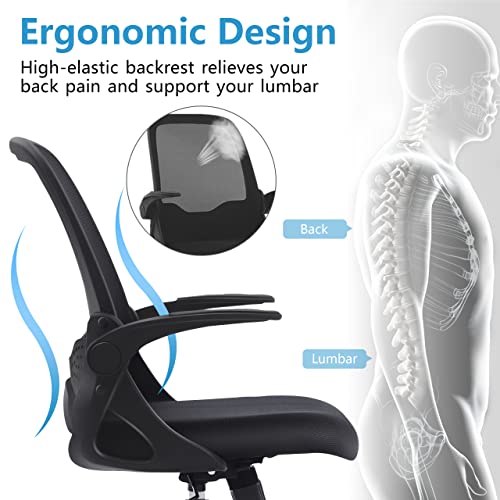 Desk Chair with Adjustable Height, Swivel Computer Rolling Task Chair with Flip-up Arms