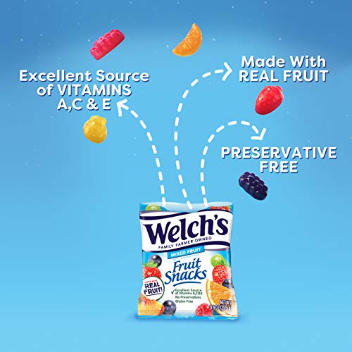 Welch's Fruit Snacks, Mixed Fruit, Gluten Free, Bulk Pack, 0.9 oz Individual Single Serve