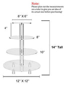 Jusalpha® Large 4 Tier Acrylic Glass Round Cake Stand Cupcake Stand Tea Party Serving Platter Candy Bar Party Décor with Rod Feet (4RF)
