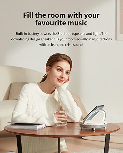 Music Bedside Lamp with Wireless Charger, 4 in 1 Touch Lamp, Portable Bluetooth Speaker