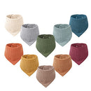Muslin Baby Bibs 10 Pack Baby Bandana Drool Bibs 100% Cotton for Unisex Boys Girls