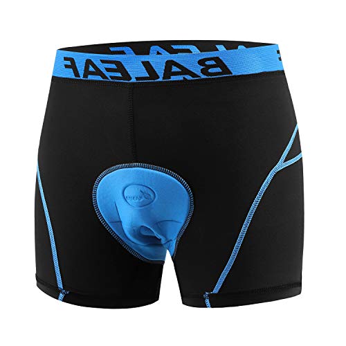 BALEAF Men's Padded Bike Shorts Cycling Underwear 3D Padding Mountain Biking Bicycle Liner Shorts (Blue, M)