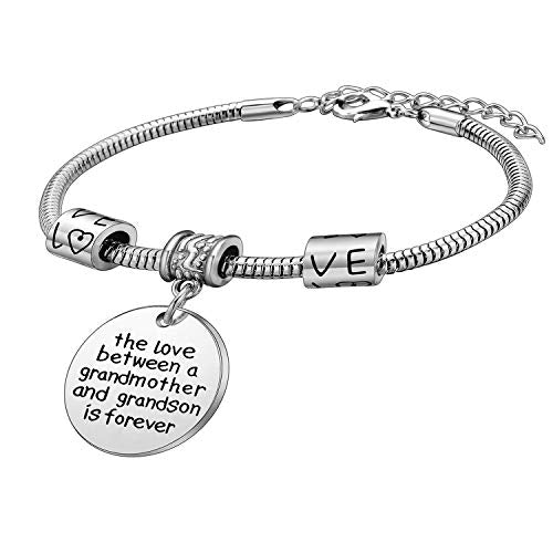 Love between a Grandmother and Grandson is Forever Charm Bracelet Family Jewelry