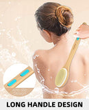 Shower Brush with Soft and Stiff Bristles, Bath Dual-Sided Long Handle