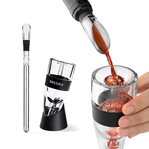 Red Wine Decanter Aerator Wine Air Aerator with Wine Chilling Rod Stainless Steel