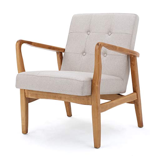 Conrad Medium Beige Fabric Mid Century Modern Club Chair