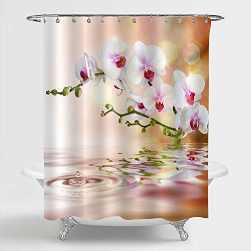 MitoVilla Spa Zen Shower Curtain Set for Women and Girls Bathroom Decor