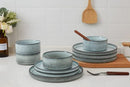 Dinnerware Sets, Plates and Bowls Set For 4, 12 Piece Dish Set, Smoky Blue