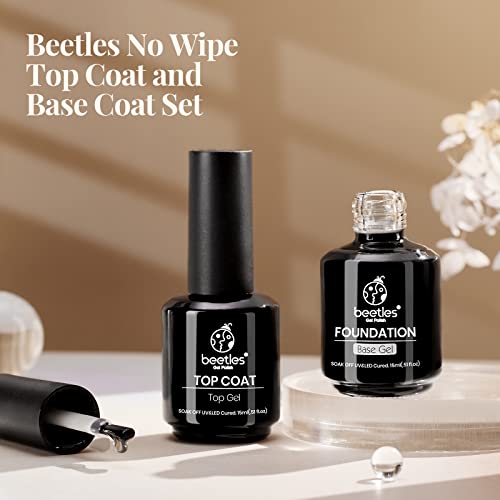 2 Pcs 15ml No Wipe Gel Top Coat and Base Coat Set