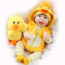 22 Inch Real Looking Newborn Girl Doll with Yellow Clothes and Duck Toy