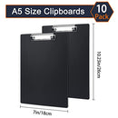 A5 Clipboards 10 Pack Set, Clipboard PVC with Low Profile Clip 7''x 10.2'' Letter Size