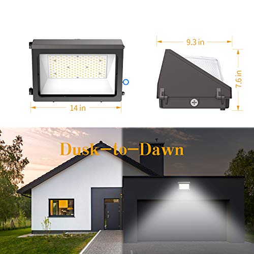 Wall Pack Light, 120W 15600LM with Dusk to Dawn Photocell 5000k (100-277V), DLC ETL