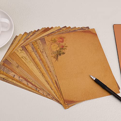 60pcs Antique Envelopes and Stationary Paper Set, 4.9x6.9inch 12pcs and 24pcs Antique