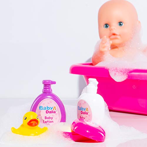 8 Piece Doll Bath Set with Doll, Crib-Shaped Bathtub, Robe and Bath Toys Accessories