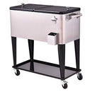 80 Quart Patio Cooler Rolling Cooler Ice Chest with Shelf, Wheels and Bottle Opener