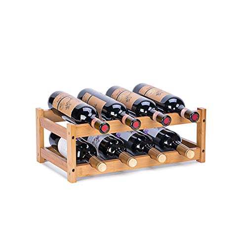 Wine Rack, Natural Bamboo Wine Storage Rack Countertop (2-Tiers 8-Bottles)