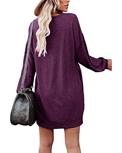 Women's Sweatshirt Dress Casual Solid Long Sleeve Dress