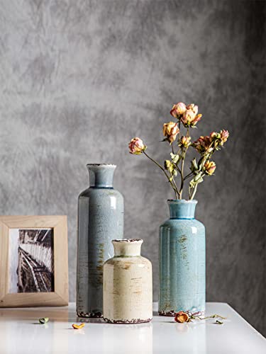 Ceramic vase 3 Piece Set, Small vase for Country Home Decoration, Modern Farmhouse Decoration