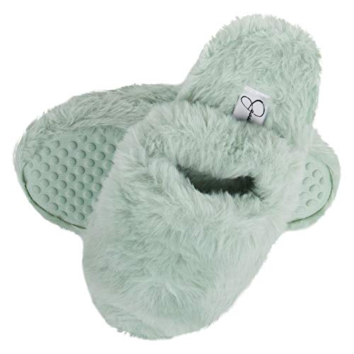 Girls Plush Faux Fur Slip on House Slippers With Memory Foam