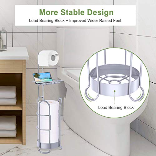 LEHOM Toilet Paper Roll Holder Stand, Upgraded Free Standing Bathroom Toilet Paper