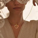 Heart Butterfly Rose Necklace 14k Gold Plated Pendant