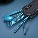 Portable Stainless Steel Flatware Set,Portable Utensil Travel Silverware Dinnerware Set