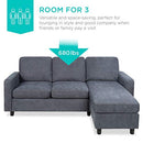 Linen Sectional Sofa for Home, Apartment, Compact Spaces w/Chaise Lounge
