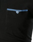 Long Sleeve Polos Casual Tops Denim Splice Golf T-Shirt Poloshirts,L,Black