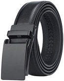 Genuine Leather Ratchet Dress Belt with Automatic Click Buckle