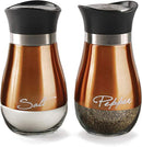 Cafe Contempo Elegant Glass Salt and Pepper Shakers Dispenser,  Jar Bottle 4.4 oz,