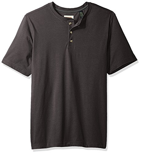 Authentics Men's Short Sleeves Henley Tee Shirt, Charcoal Heather