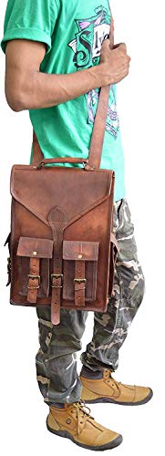 convertible leather 15.6" laptop bag backpack messenger bag office briefcase