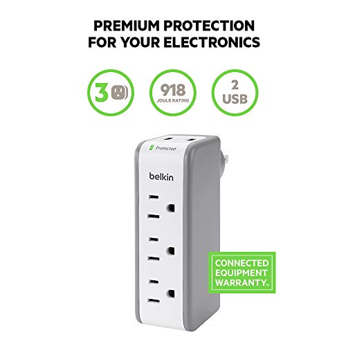 3 AC Multi Outlets & 2 USB Ports - Wall Outlet Extender