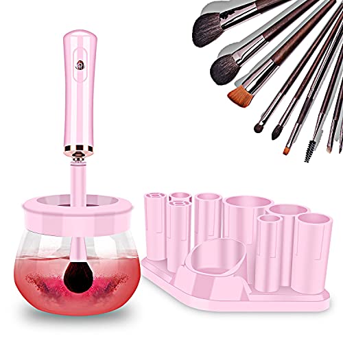 Makeup Brush Cleaner Dryer, Machine Automatic Brush Cleaner Spinner Pink color…