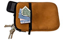 Premium Microfiber Suede Caddy Pouch for Valuables, Camel